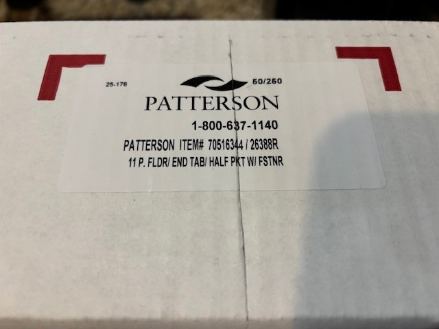 50 Patterson Dental 11-pt End-Tab w/ Half Pocket Folders – Records 70516344