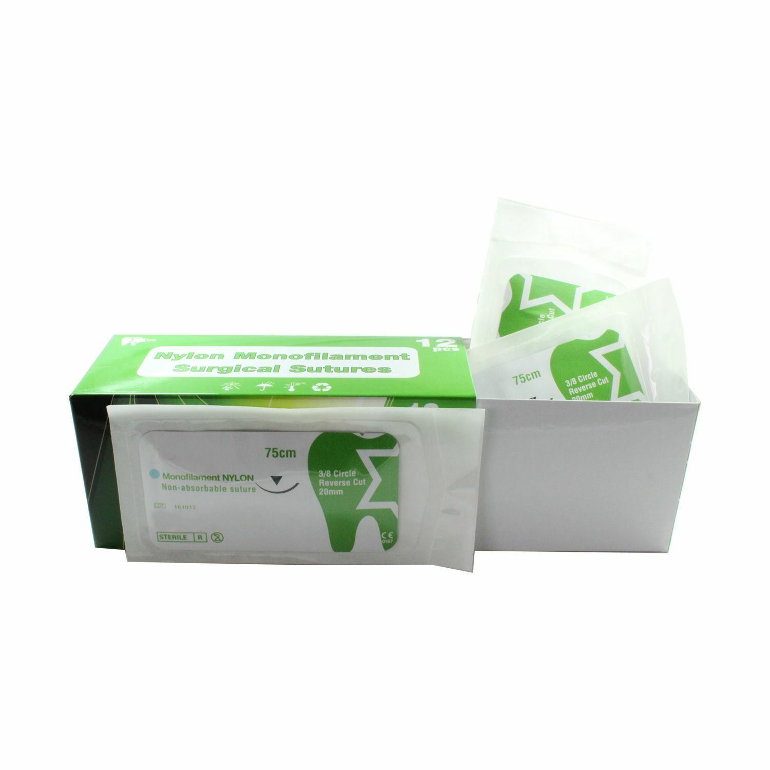 Nylon 2/0 Surgical Suture Emergency First Aid Home Wound Treating 12pcs