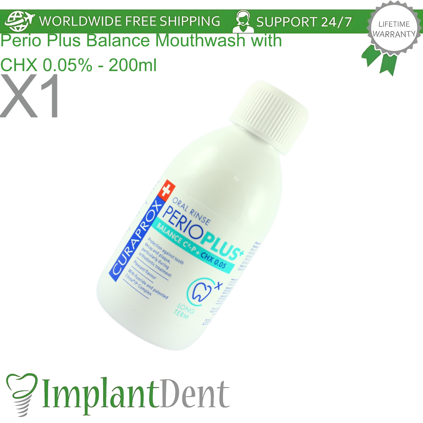 Dental Mouthwash 200ml Perio Plus Balance CHX 0.05% Oral Care Curaprox