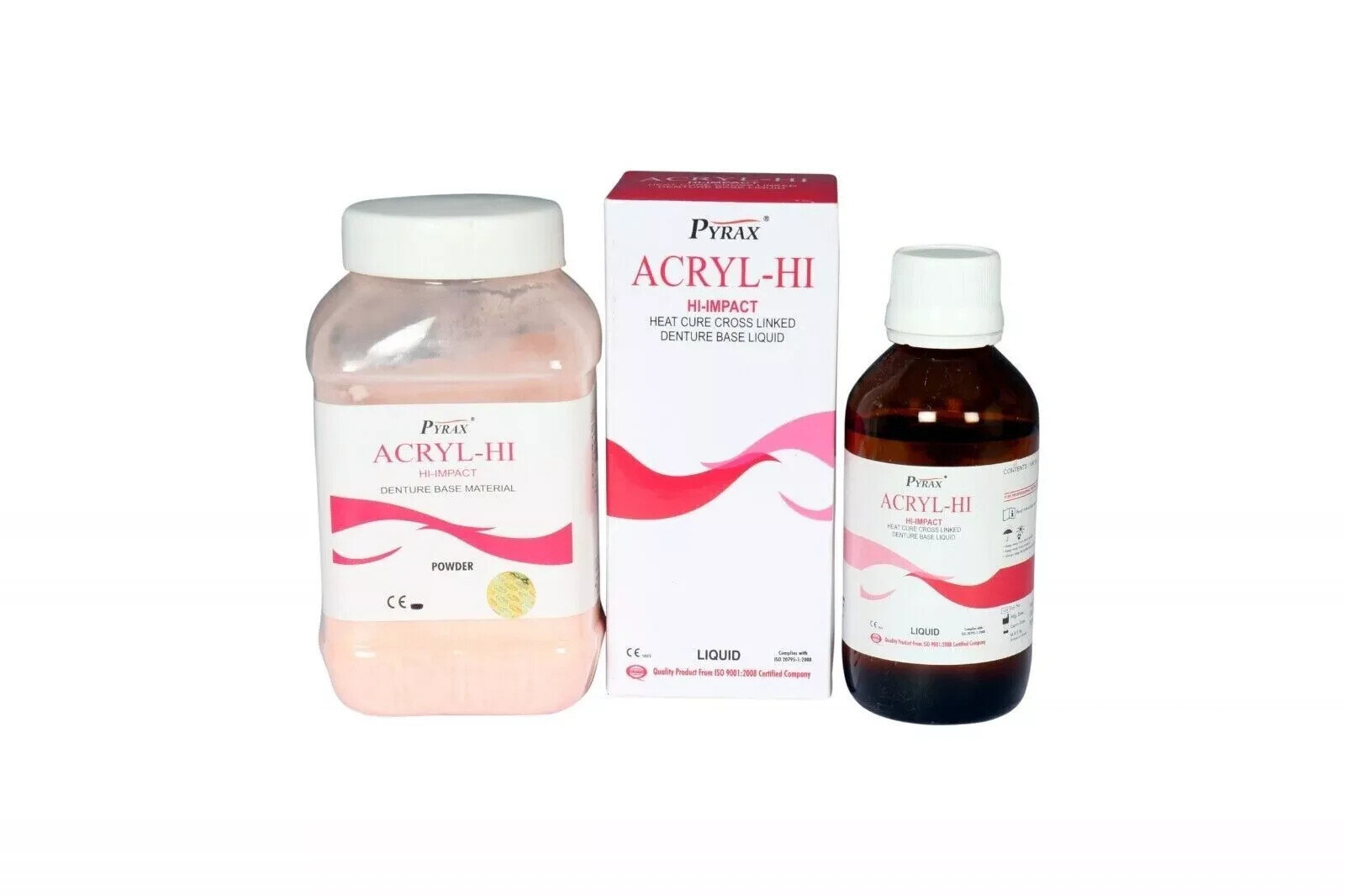 Dental ACRYL HI Heat Cure Denture Base Material (Powder 200g + Liquid 100ml)