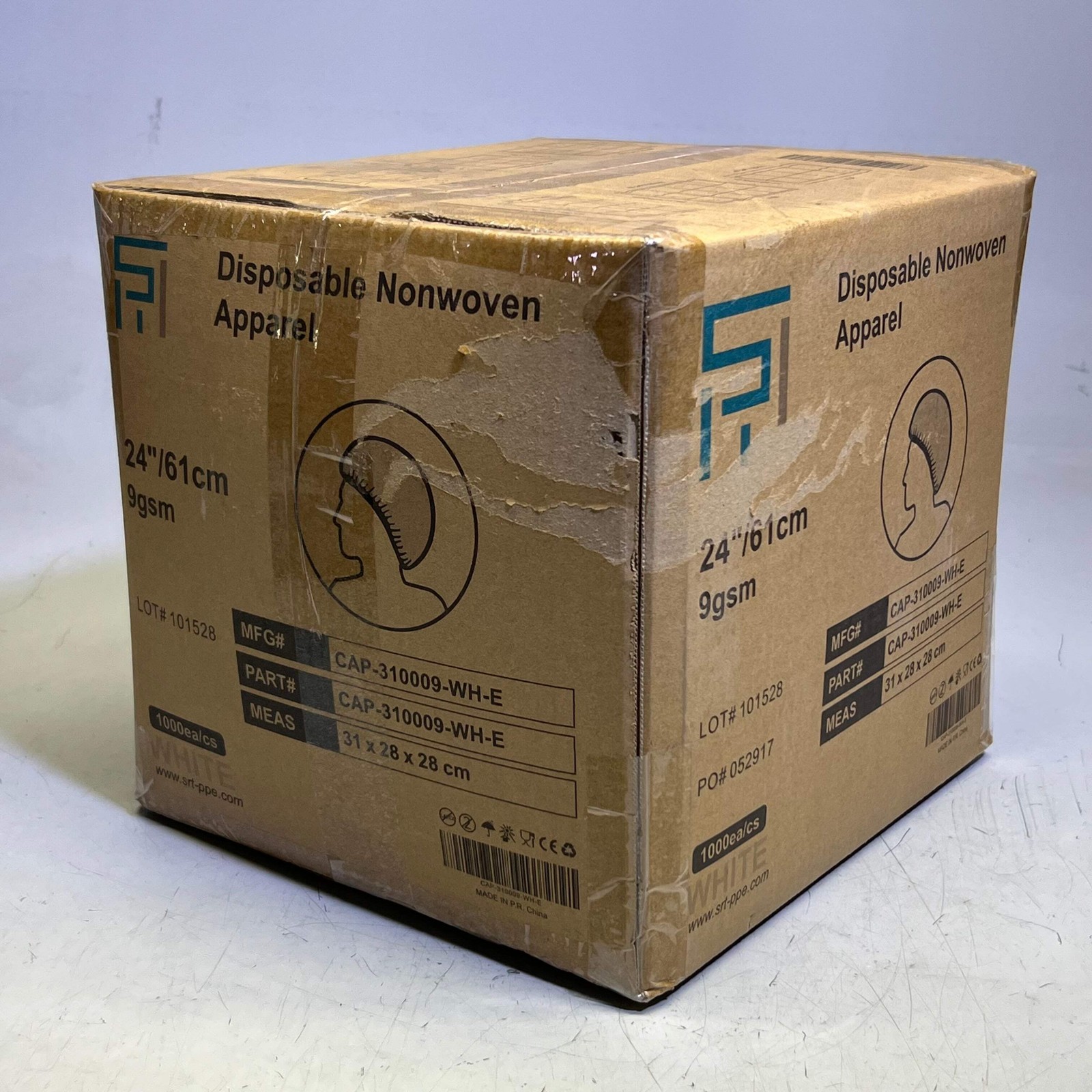 SRT (1000 Pcs) Polypropylene Bouffant Caps 24″, White CAP-310009-WH-E