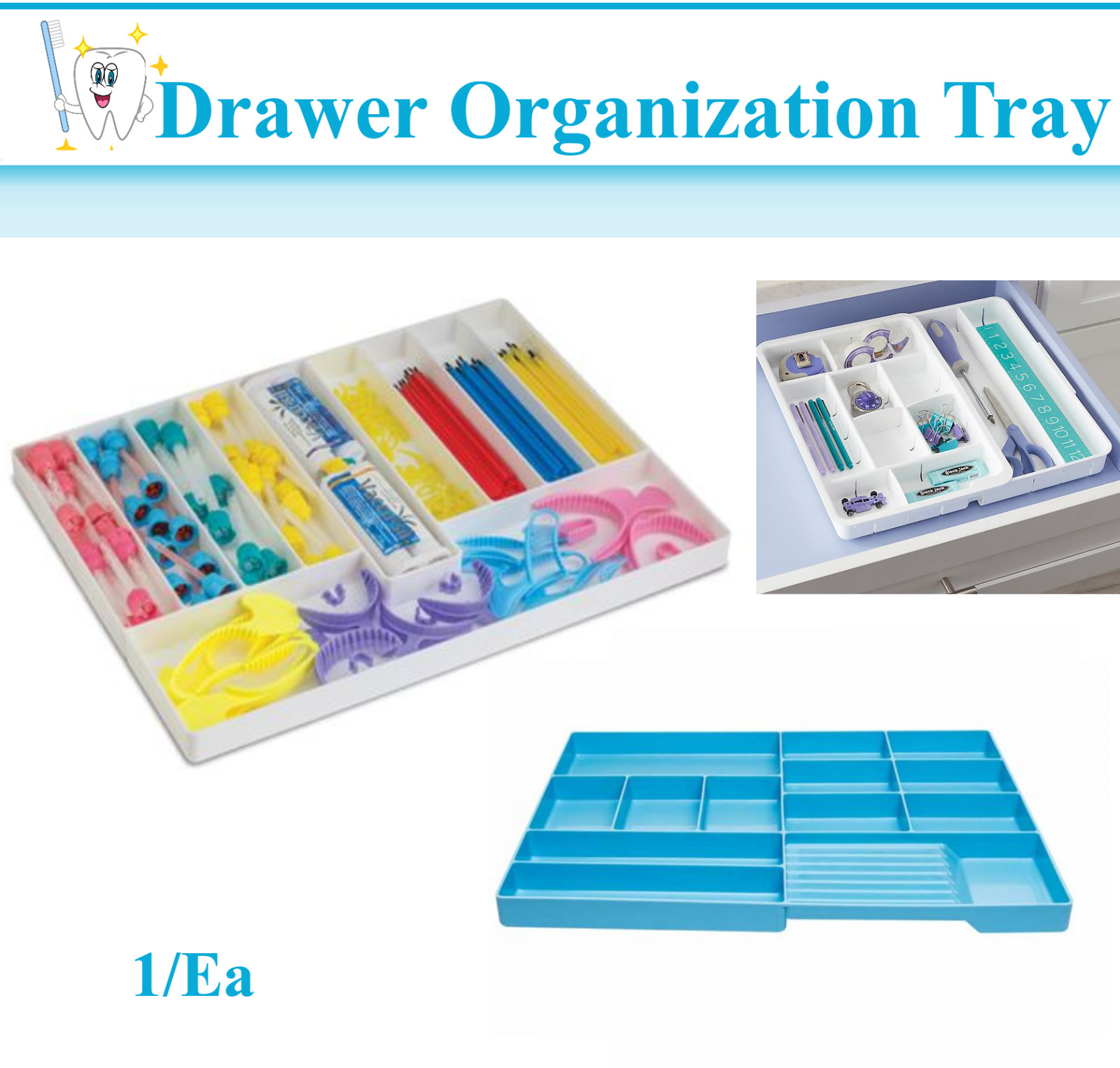 Dental Instruments Supplies Drawer Organization Tray Storage 16″W x 12-3″ ⁄ 16D